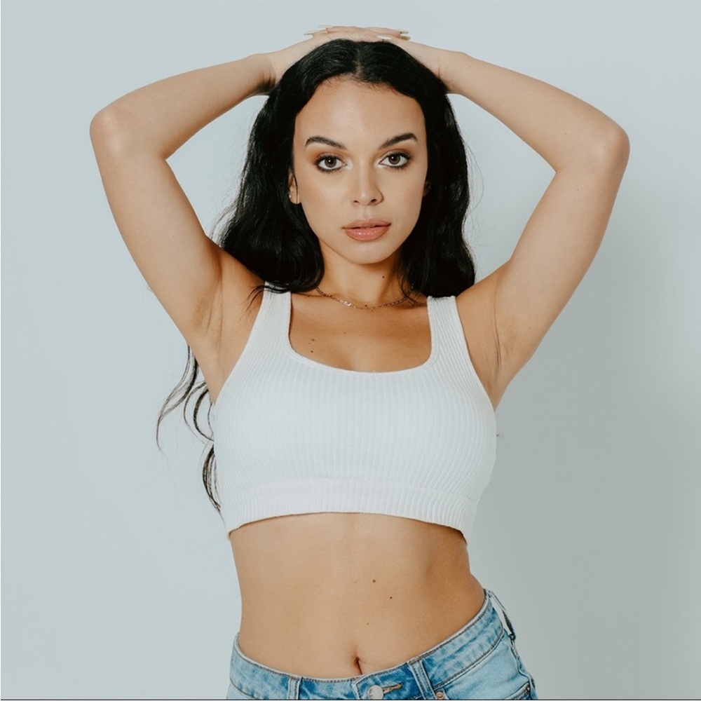 Klassy Network Mini Scoop Brami Crop Top - White, Size XS